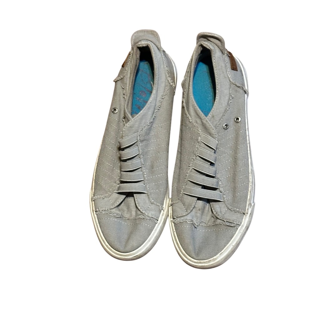 Blowfish Malibu Marley Light Gray Canvas Slip On Distressed Sneakers Womens 10